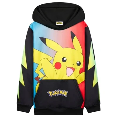 Afbeelding van Pokemon Hoodies voor kinderen, jongens, kangoeroezak, Zwart/Multi Pikachu