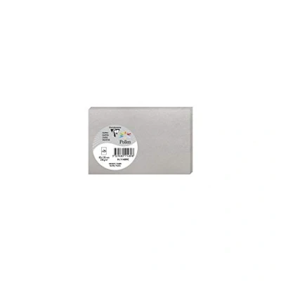 Afbeelding van Clairefontaine 11489C verpakking met 25 afzonderlijke kaarten formaat 8,2 x 12,8 cm 210 g/m² kleur: zilverkleurig, uitnodigingskaarten voor evenementen en conferentie, pollen serie, glad premium papier