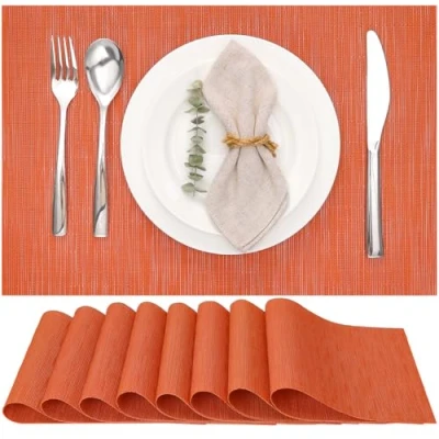 Afbeelding van Myir JUN Platsets, tafelmatten voor binnen en buiten, wasbaar, antislip, hittebestendig, tafelkleden, stoffen placemat (oranje, 8 stuks)