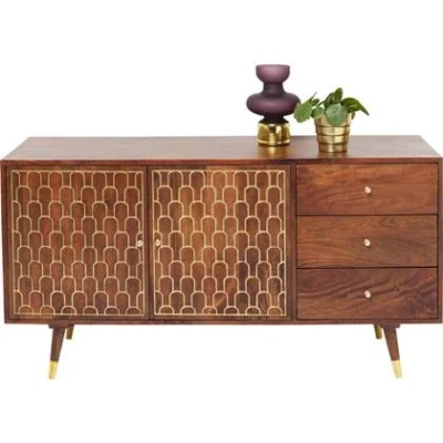 Afbeelding van Kare Design Muskat Dressoir 2 Deurs/3 Laden B145 X H45 H75 Cm Bruin Mangohout