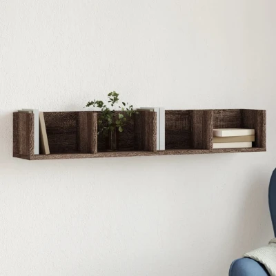 Afbeelding van Wandkast 99x18x16,5 cm bewerkt hout bruin eikenkleurig