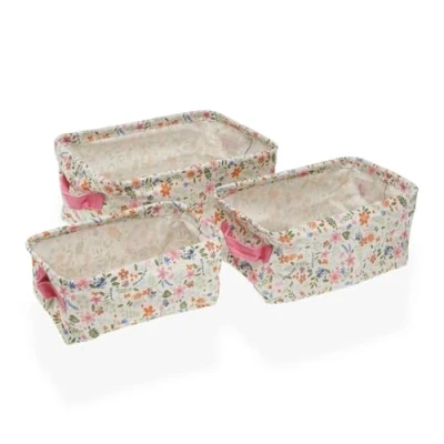 Afbeelding van Basket spelset Versa Textiel Blommor 18 x 14 28 cm