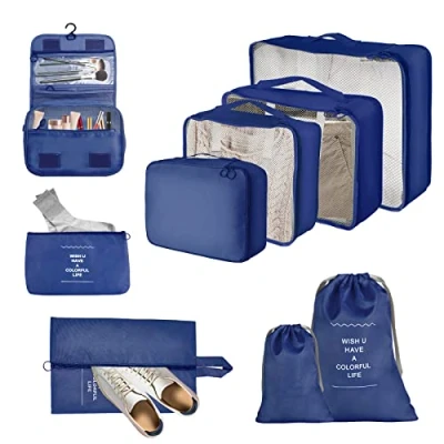 Afbeelding van Jophek Kofferopbergset, 9 stuks, waterdicht, voor kleding en cosmetica, marineblauw