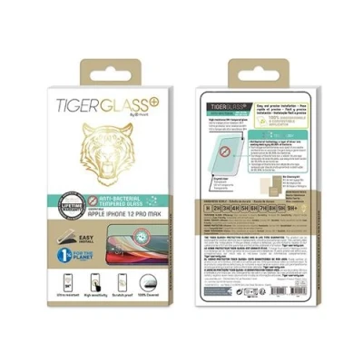 Image de Protection d&#039;écran en verre trempé antibactérien TigerGlass Plus Confidentiel pour iPhone 12 Pro Max Transparent