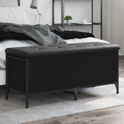 Afbeelding van Opbergbankje 102x42x45 cm bewerkt hout zwart