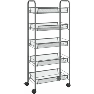 Afbeelding van Keukentrolley 5 laags 46x26x105 cm ijzer grijs