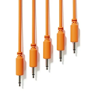 Afbeelding van ExcelValley Set van 5 modulaire mono aansluitkabels Eurorack TS 3,5 mm 1/8&quot; synthesizer [Oranje 30 cm cm]