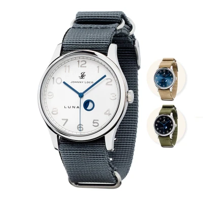 Afbeelding van Johnny Loco Luna I Horloge Heren Saffierkristal 41,3mm Waterdicht tot op 100M Chalk