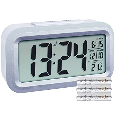 Afbeelding van TFA Dostmann Lumio Plus 60.2553 Digitale wekkerradio met temperatuur en batterijen, wit/zilver