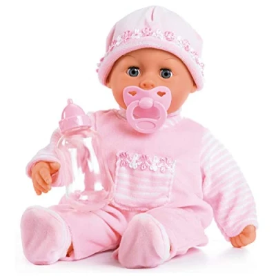 Afbeelding van Bayer Design 93824CK pop, fles en fopspeen, zacht lichaam, slapende ogen, interactieve 38 cm
