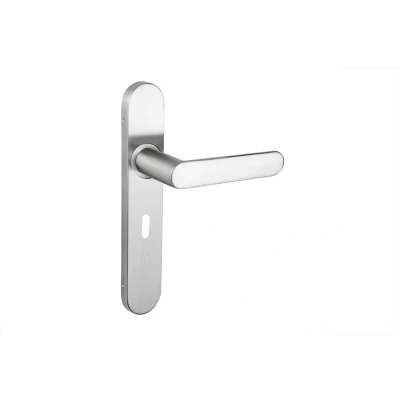 Afbeelding van Lavuzo deurkruk Novara RVS met afgerond schild SL56 Per set Deurklink