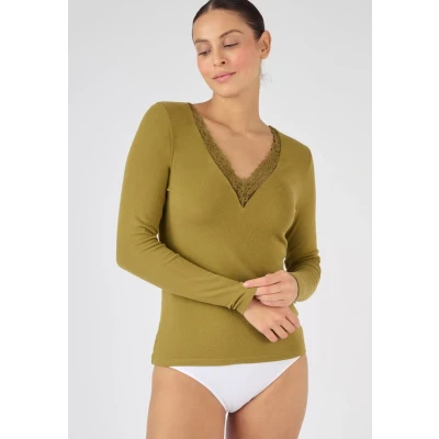 Afbeelding van Damart T shirt kant met lange mouwen Thermolactyl Sensitive Vrouwen Groen 42 44 (M)