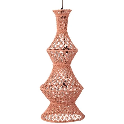 Afbeelding van PTMD Milley Orange cotton macrame hanging lamp 3 layers
