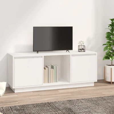 Afbeelding van Tv meubel 110,5x35x44 cm massief grenenhout wit