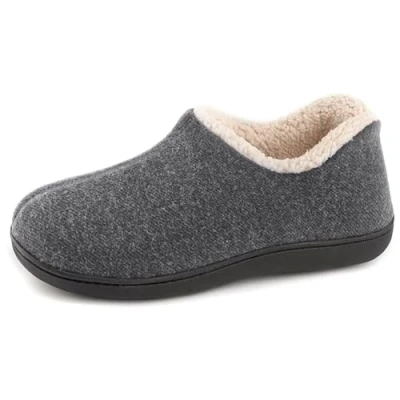Afbeelding van ULTRAIDEAS Comfortabele pantoffels van traagschuim voor dames met warme fleecevoering, wolachtige katoenmix antislip rubberen zool voor, grijs.