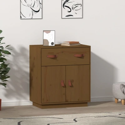 Afbeelding van Dressoir 65,5x40x75 cm massief grenenhout honingbruin