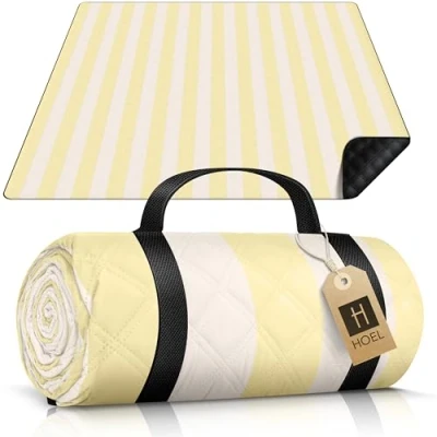 Afbeelding van HOEL picknickdeken, 200 x cm, waterdicht + geïsoleerd, XXL gevoerde strandmat, stranddeken, outdoor voor picknick, camping, strand