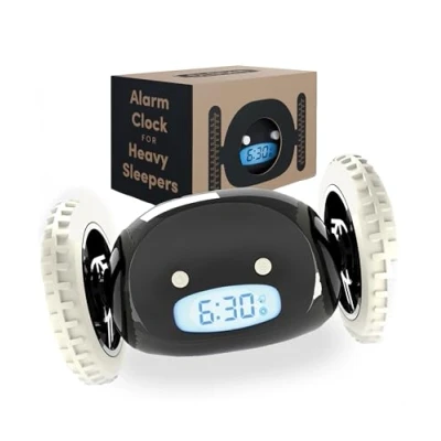 Afbeelding van Clocky Alarm Klok op Wielen Zwart CL BLACK