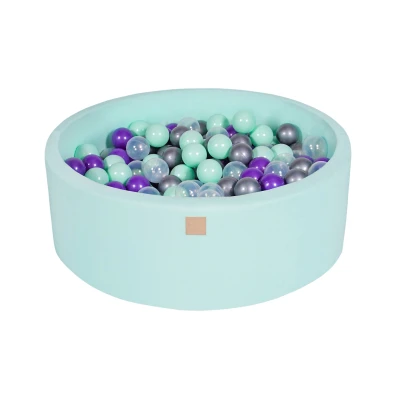 Afbeelding van Ronde Ballenbak set incl 200 ballen 90x30cm Mint Ballenbakje.nl Babyblau Licht Roze Donker