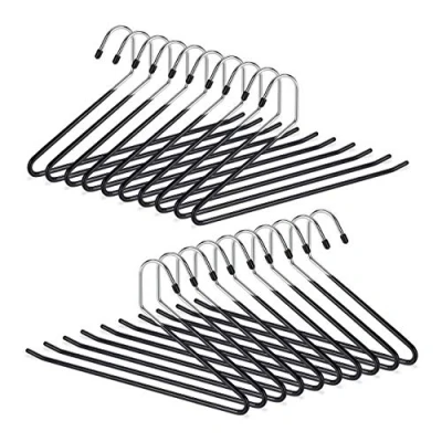 Afbeelding van Relaxdays broekhanger zwart kledingbeugel 18 cm klerenhanger broekbeugel metaal Pak van 20