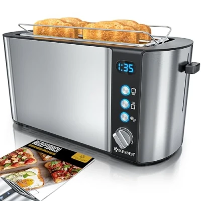 Afbeelding van KESSER® Broodrooster met broodjeswarmer, automatische lange sleuf 6 bruiningsniveaus, ontdooi en opwarmfunctie, uitschakeling, heffunctie, inclusief