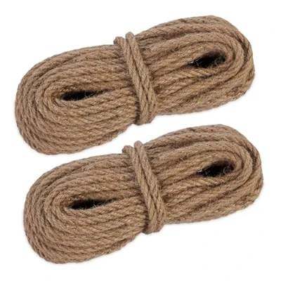 Afbeelding van Relaxdays jute touw set van 2 natuurlijk bindtouw 8 mm dik 20 m per koord hobby