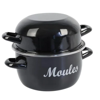 Afbeelding van Crealys 545411 Traditionele bakpan van geëmailleerd staal, zwart, Ø 20 cm, 2,8 l, pan voor alle warmtebronnen, inclusief inductie