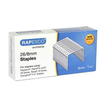 Afbeelding van Rapesco S11880Z3 nietjes, verzinkt, 26/8 mm, 5000 stuks