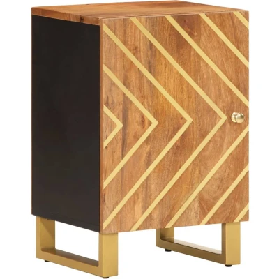 Afbeelding van Badkamerkast 38X33,5X58 Cm Massief Mangohout Bruin En Zwart