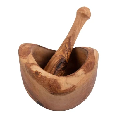 Afbeelding van Bowls And Dishes Vijzel Met Stamper Van Olijfhout 12 Cm Bruin