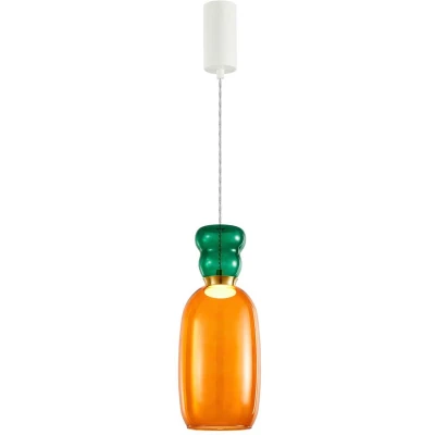 Afbeelding van Lucande hanglamp 1licht Glas, metaal H: 37 cm oranje, donkergroen, mat wit Inclusief lichtbron