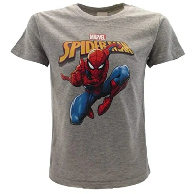 Afbeelding van Origineel Spiderman T shirt Spider Man heren jongens grijs Marvel officieel shirt, grijs.