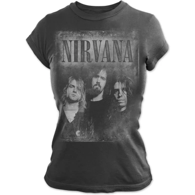 Afbeelding van Nirvana Faded Faces Dames T shirt L Zwart