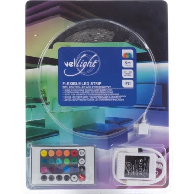 Afbeelding van LED strip met voeding Perel 5 meter (Flexibel, 150 LEDs, 12V, IP61, RGB)