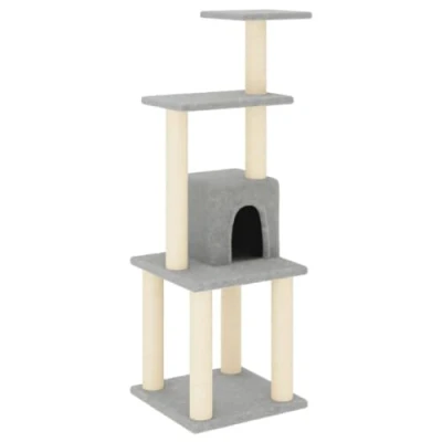 Afbeelding van vidaXL Kattenkrabpaal met sisal krabpalen 105 cm lichtgrijs