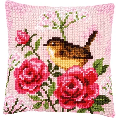 Afbeelding van Vervaco Vogel tussen rozen Kruissteekkussen pakket PN 0166318