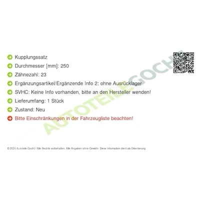 Afbeelding van SACHS XTend 3000 970 025 Koppelingsset Zonder druklager 250 OPEL: Insignia A Sports Tourer, Saloon, SAAB: 9 3 Saloon