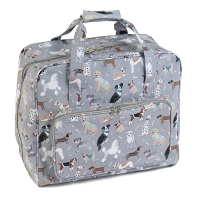 Afbeelding van Hobby Gift Exclusieve naaimachinetas, pvc gevoerde draagtas, extra opbergruimte voor accessoires, 20 x 43 37 cm, Grijze honden, honden
