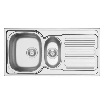 Afbeelding van Nemo Go Hypero spoeltafel 1000 x 500 mm D92 met 15 bakken roestvrij staal satijn sifon dubbel plaatsbesparend plug overloop zonder