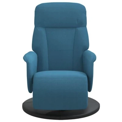 Afbeelding van Fauteuil met voetensteun verstelbaar fluweel blauw