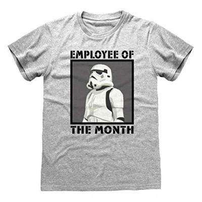Afbeelding van Henry Tiger STAR WARS Employee OF THE Month Tshirt print, Heren, Maat: Large, Heather grey