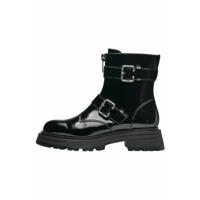 Afbeelding van Tamaris Enkellaarsjes met plateauzool, Dames, Maat: 39, Black patent Kunststof