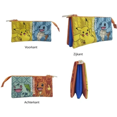 Afbeelding van Pokemon Charmander Squirtle Bulbasaur Pikachu Triple Etui