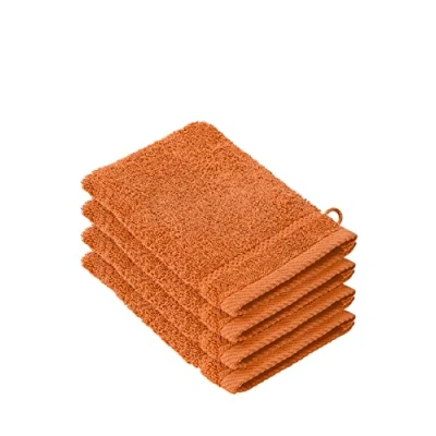 Afbeelding van De Witte Lietaer Washandjes Stephanie Katoen Roestbruin 4 delig