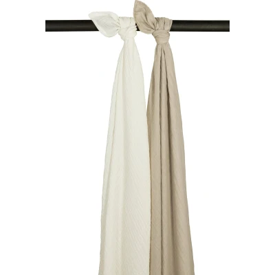 Afbeelding van Meyco Swaddle Doek Pre Washed Offwhite En Sand 2 pack