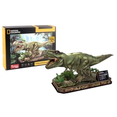Afbeelding van EXPLORA T Rex 3D puzzels 540210 52 stukjes dieren niveau 4 zonder lijm of schaar dinosaurus constructie nationale geografische licentie bouwspel vanaf 8 jaar