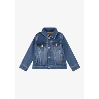 Afbeelding van Levi&#039;s Jongens My First Trucker spijkerjas met steekzakken in de kleur Indigo, maat: 9 maanden
