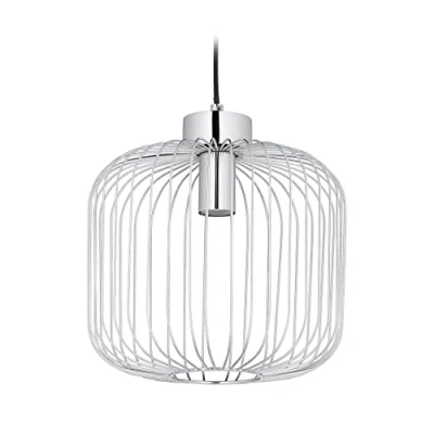 Afbeelding van Relaxdays hanglamp metaal draadlamp modern plafondlamp E27 rond zilver