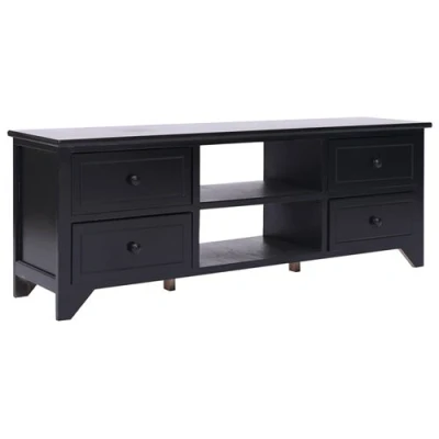 Afbeelding van Tv meubel 108x30x40 cm massief paulowniahout zwart