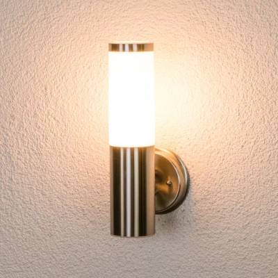 Afbeelding van Lindby Wandlampen buiten 1licht roestvrij staal, polycarbonaat H: 33 cm E27 wit